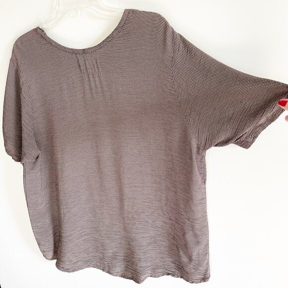 Flax by Jeanne Engelhart Taupe Oversized Check Short Sleeve Tunic - Picture 3 of 7